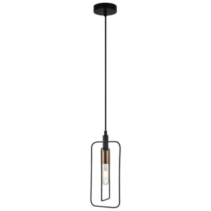 CONTOUR Pendant Lamp Light Interior ES Black Rectangular with Antique Brass Highlight OD150m