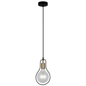 CONTOUR Pendant Lamp Light Interior ES Black Wire Pear with Antique Brass Highlight OD170mm