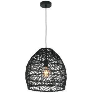 COUP Pendant Lamp Light Interior ES 40W Rattan Ellipse Mtte Black OD340mm X L250mm