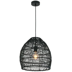 COUP Pendant Lamp Light Interior ES 40W Rattan Ellipse Mtte Black OD340mm X L250mm