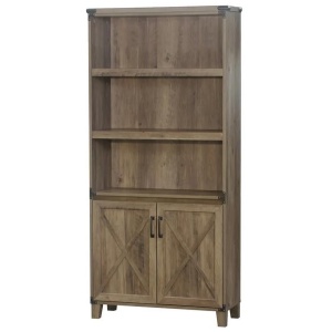 Cairo 5-Tier Bookcase Shelf Bookshelves Storage Cabinet W/ Doors- Rustic Oak
