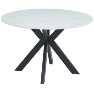 Callian Ceramic Marble Look Round Kitchen Dining Table 120cm - Snow White