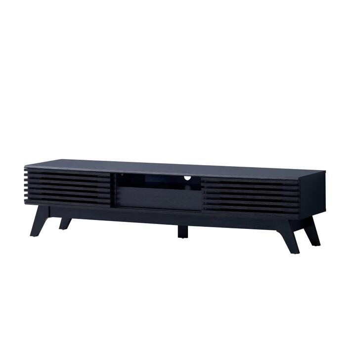 Camille Lowline Entertainment Unit TV Stand 180cm 2-Doors 1-Drawer Black