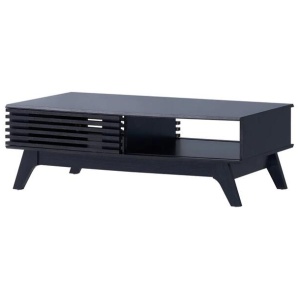 Camille Rectangular Open Shelf Coffee Table 2-Doors Black