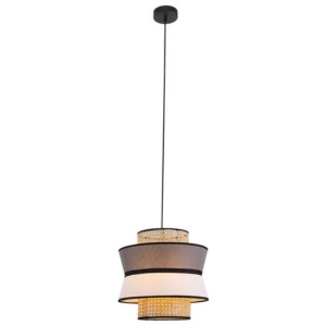 Capriccio Rattan Modern Elegant Pendant Lamp Ceiling Light - Grey & Natural
