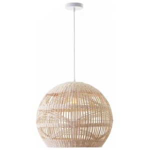Carissa Bamboo Rattan Pendant Light Lamp Cream Natural Large