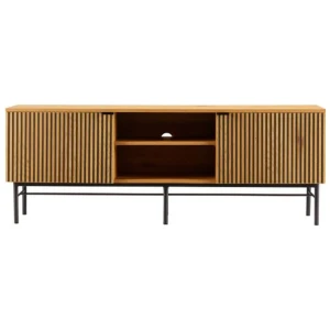 Carlos Lowline Entertainment Unit TV Stand 150cm Metal Legs W/ Drawer Oak/Black