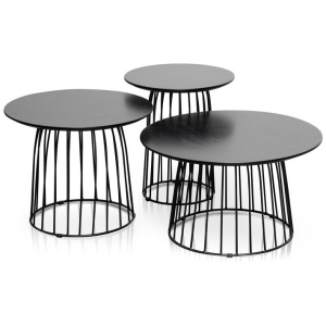 Carmella Round Side Table Set - Black Oak - Last One by Interior Secrets - AfterPay Available