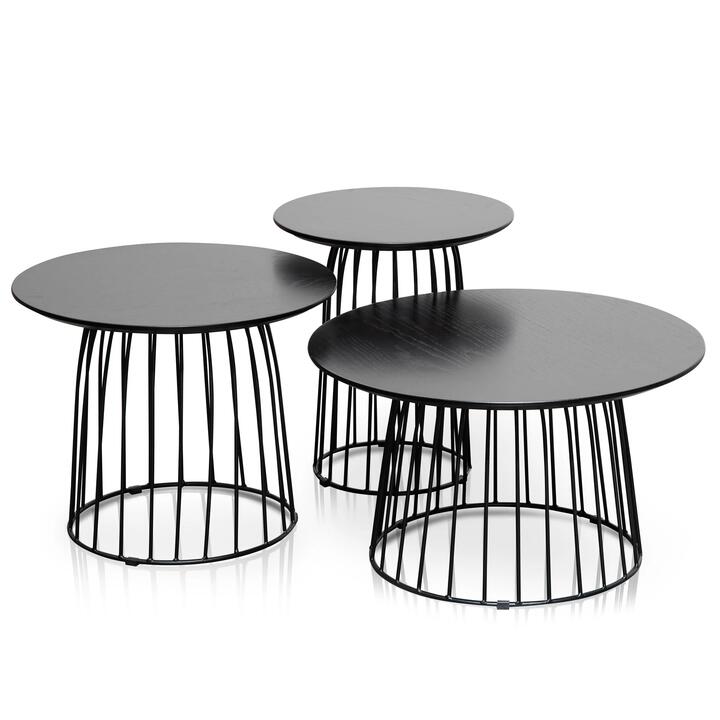 Carmella Round Side Table Set - Black Oak - Last One by Interior Secrets - AfterPay Available