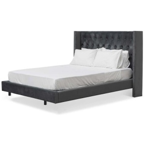 Carolina King Bed Frame - Charcoal Velvet by Interior Secrets - AfterPay Available