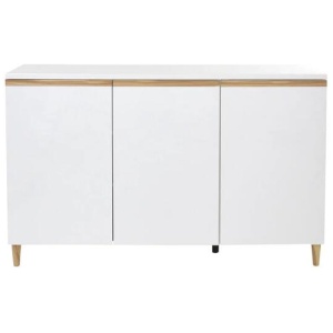 Carrie Sideboard Buffet Unit Cabinet - High Gloss White / Antique Oak