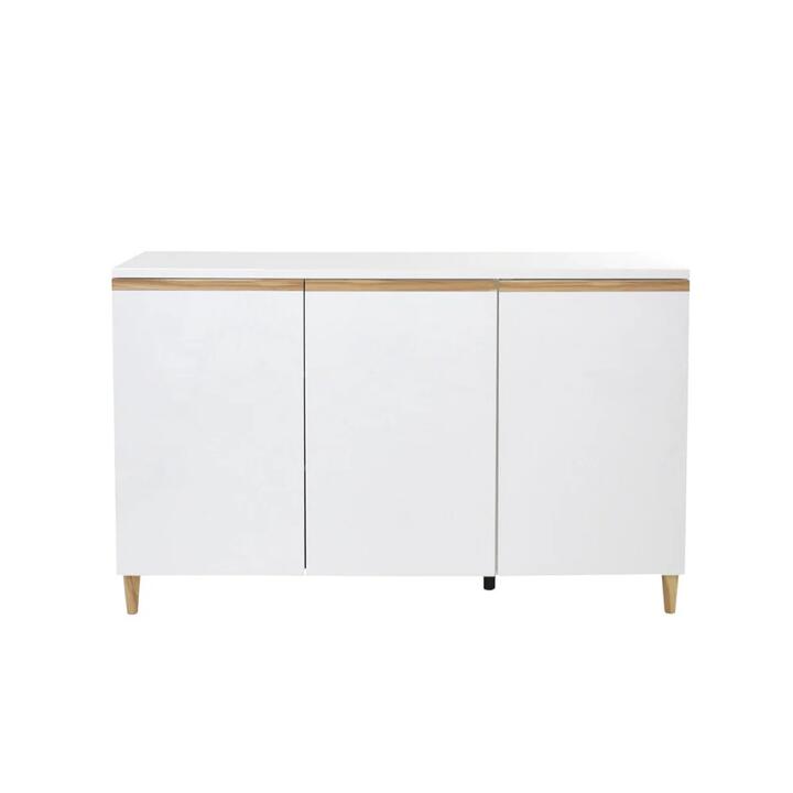 Carrie Sideboard Buffet Unit Cabinet - High Gloss White / Antique Oak