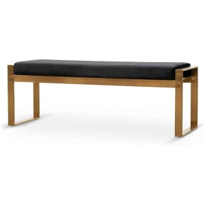 Carson Black Velvet Ottoman - Gold Base by Interior Secrets - AfterPay Available