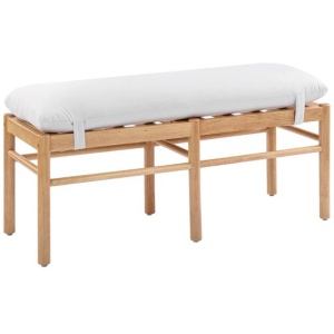 Casey Wooden Frame Fabric Cushion Ottoman Bench 113cm White