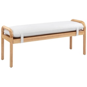 Casey Wooden Frame Fabric Cushion Ottoman Bench 122cm White