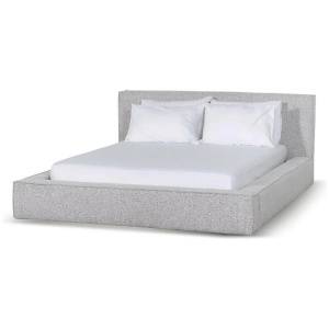 Castillo Queen Bed Frame - Cloudy Pepper Boucle by Interior Secrets - AfterPay Available