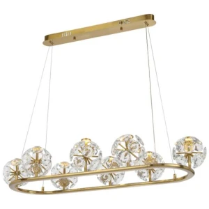 Catanie Modern Pendant Hanging Lamp Light Metal Crystal Antique Gold Matte