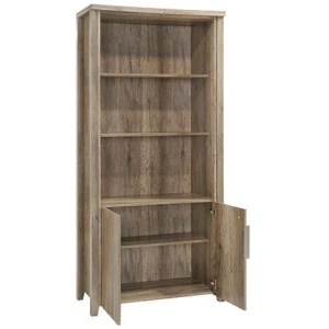 Celo 3-Tier Bookcase Display Shelf Storage Cabinet W/ 2-Doors - Oak