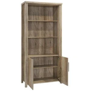 Celo 3-Tier Bookcase Display Shelf Storage Cabinet W/ 2-Doors - Oak
