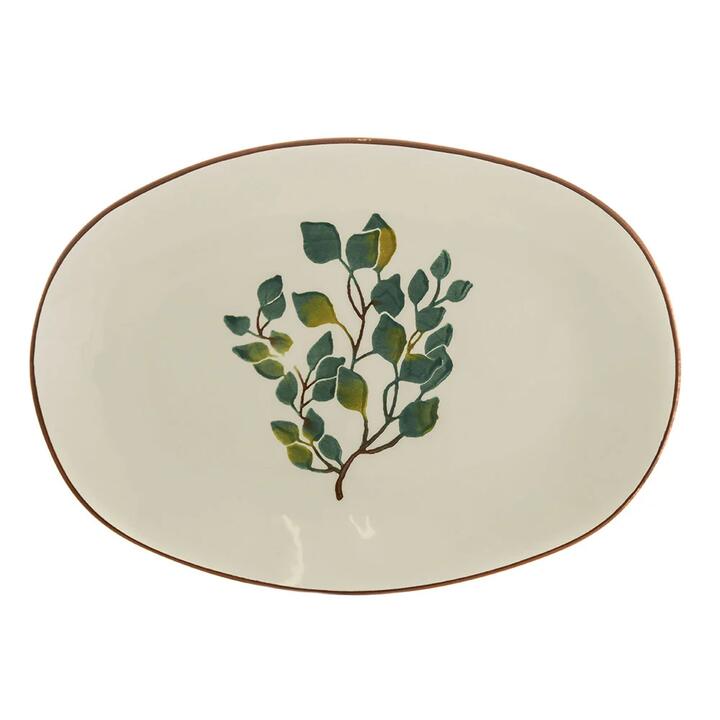 Ceramic Leaf Oval Platter 37x25cm