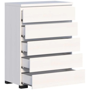 Charles Modern Wooden Chest Of 5-Drawer Tallboy Storage Cabinet White
