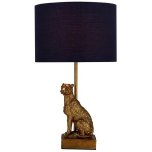 Cheetah Sitting Modern Elegant Table Lamp Desk Light - Copper & Navy