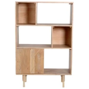 Chopsticks 3-Tier 5-Cube Bookcase Bookshelf Display Cabinet W/ 1-Door - Natural