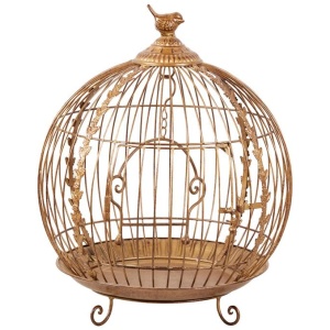 Christabelle Antique Gold Metal Art Iron Wrought Material Bird Cage Display Christmas Decor