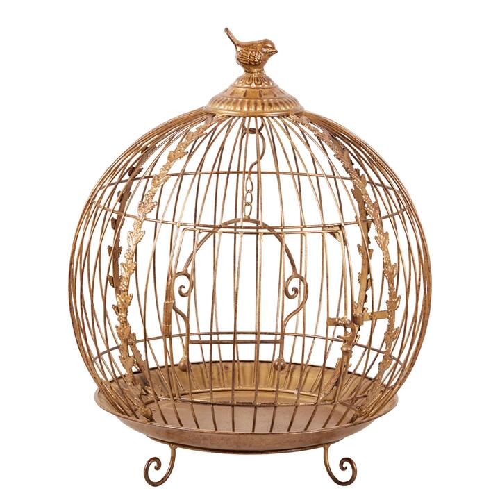 Christabelle Antique Gold Metal Art Iron Wrought Material Bird Cage Display Christmas Decor