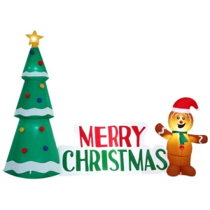 Christmas Inflatable Gingerbread Man Tree LED Illuminated Decorations