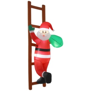 Christmas Inflatable Santa Climbing Ladder 2.45M Height LED Decorations Illuminated