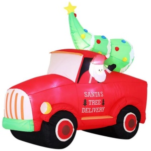 Christmas Inflatable Santa Truck 1.6M Height LED Decorations Illuminated