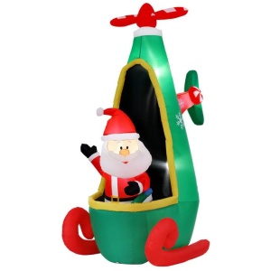 Christmas Inflatable Santa in Helicopter 2.55M Height LED Illuminated Decorations