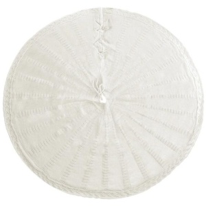 Christmas Tree Skirt 90cm Knitted Fabric Xmas Ornament Decor Beige