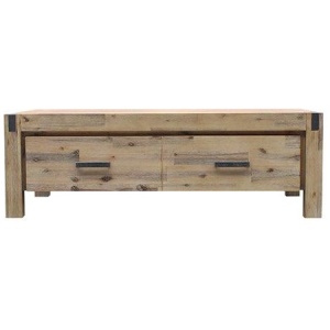 Coffee Table Solid Acacia Wood & Veneer 1 Drawers Storage Oak Colour