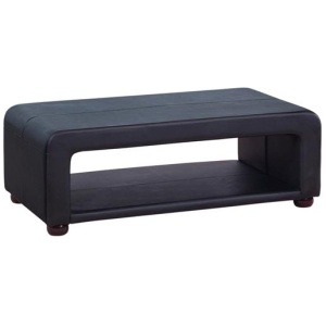 Coffee Table Upholstered PU Leather in Black Colour with open storage