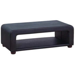 Coffee Table Upholstered PU Leather in Black Colour with open storage