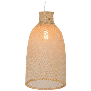 Cone Modern Oriental Wooden Hand-Woven Bamboo Pendant Lamp Light - Natural
