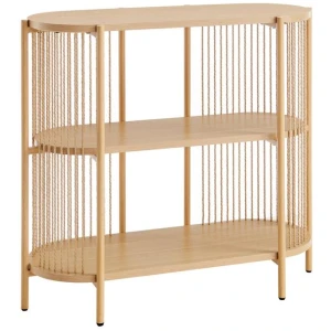 Connell Modern 3-Tier Low Bookcase Display Shelves Organiser Oak