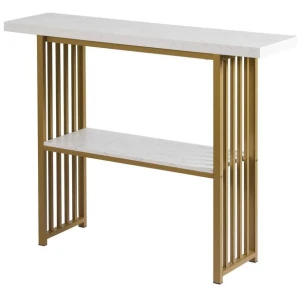 Console Table Marble Effect White&Gold
