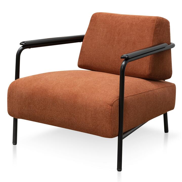 Constance Fabric Armchair - Burnt Orange - Black Legs by Interior Secrets - AfterPay Available