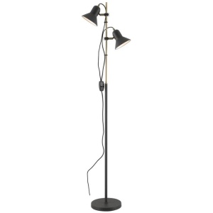 Corelli Industrial Standing Floor Lamp Light Metal Dark Grey Antique Brass