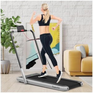 Costway3-in-1 Folding Treadmill with Smart App and LED Display-Silver