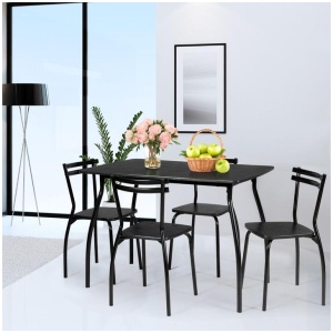 Costway5-Piece Dining Table Set with Wooden Tabletop for Kitchen