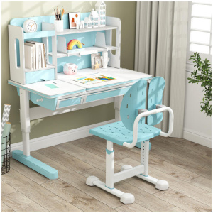 CostwayHeight-adjustable Kids Desk Chair Children Study Chair with Double Back Support-Blue