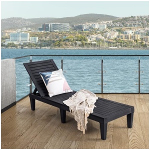 CostwayOutdoor Chaise Lounge Chair Load 180kg with Adjustable Backrest