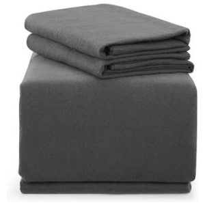 Cotton Flannelette Bed Sheet Set - Dark Grey, Double