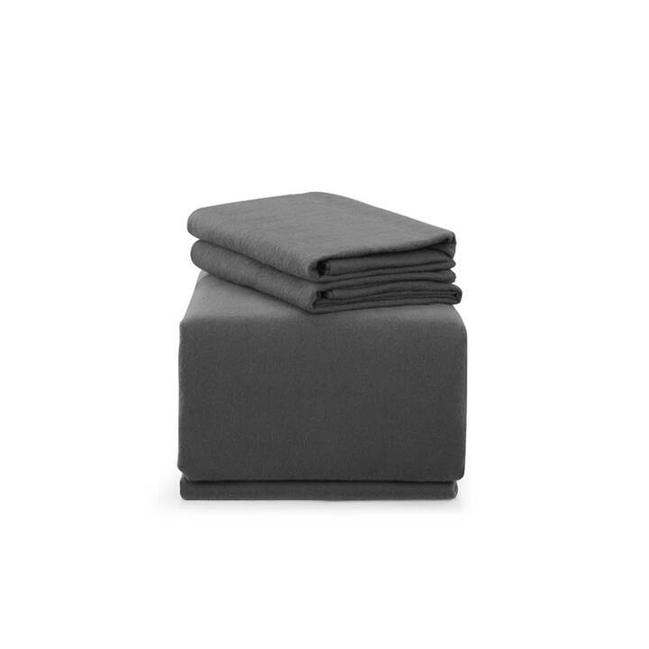 Cotton Flannelette Bed Sheet Set - Dark Grey, Queen