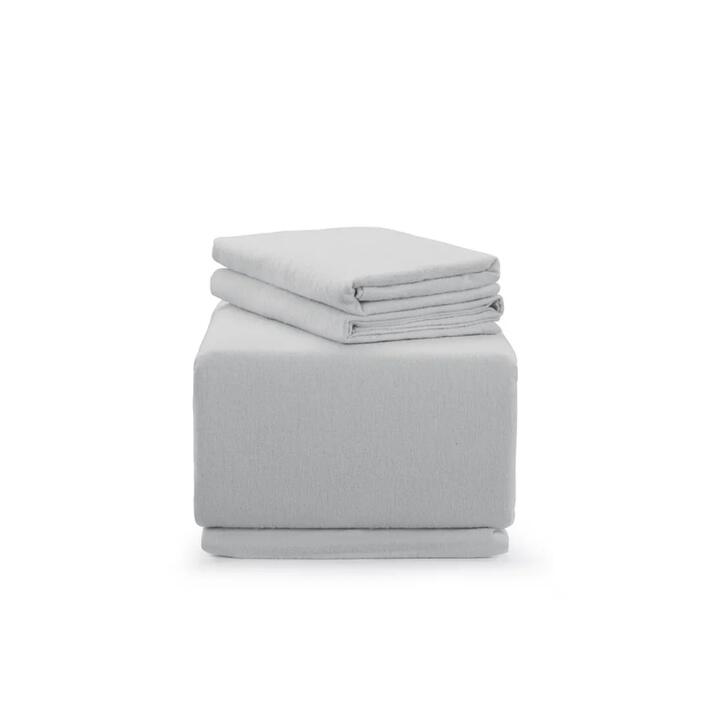 Cotton Flannelette Bed Sheet Set - Light Grey, Double