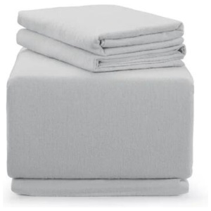 Cotton Flannelette Bed Sheet Set - Light Grey, Queen